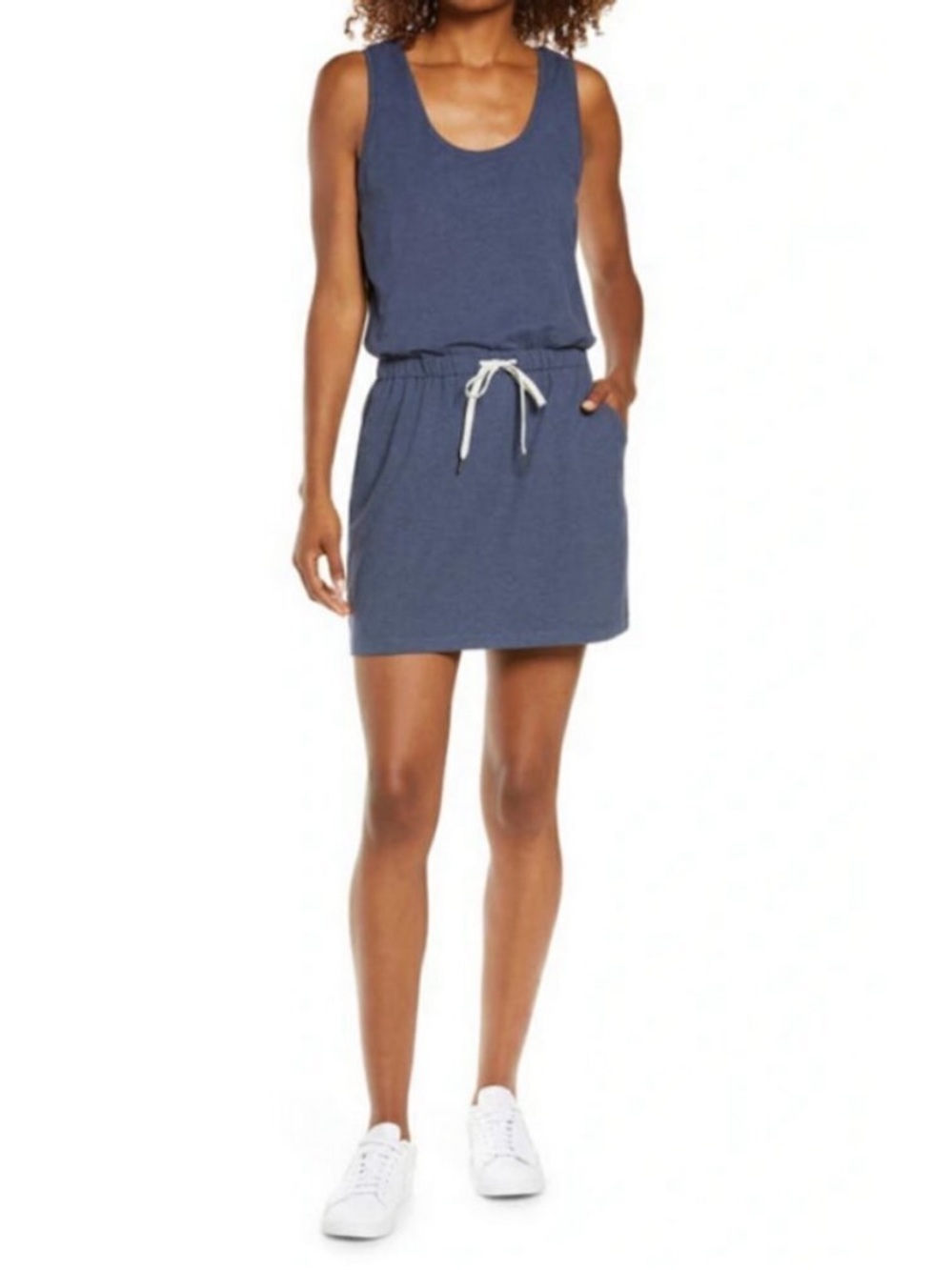 Zella Gwen Ponte Knit Tank Dress Navy Nightfall Sleeveless Stretch Mini sz M